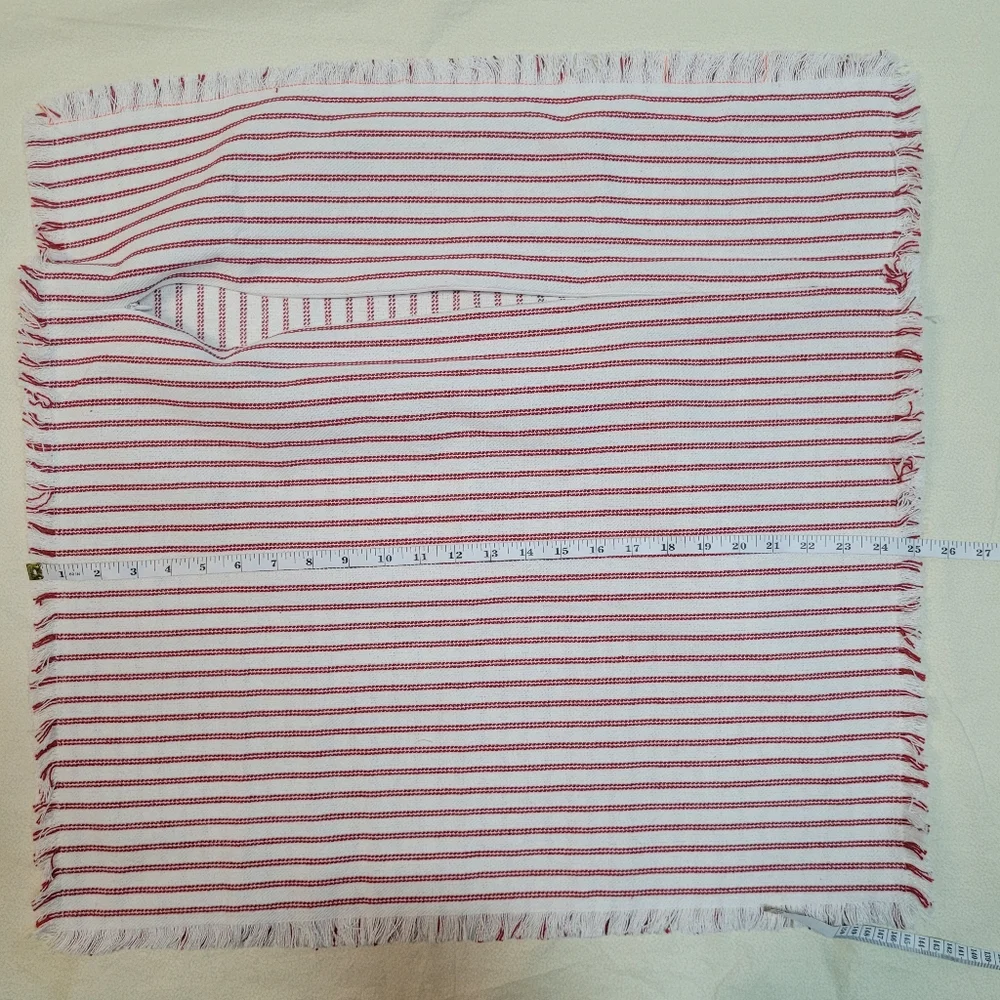 NEW! Throw Pillow COVERS 24x24 Set of 2 Striped Red Pillow Farmhouse Boho - Picture 5 of 7